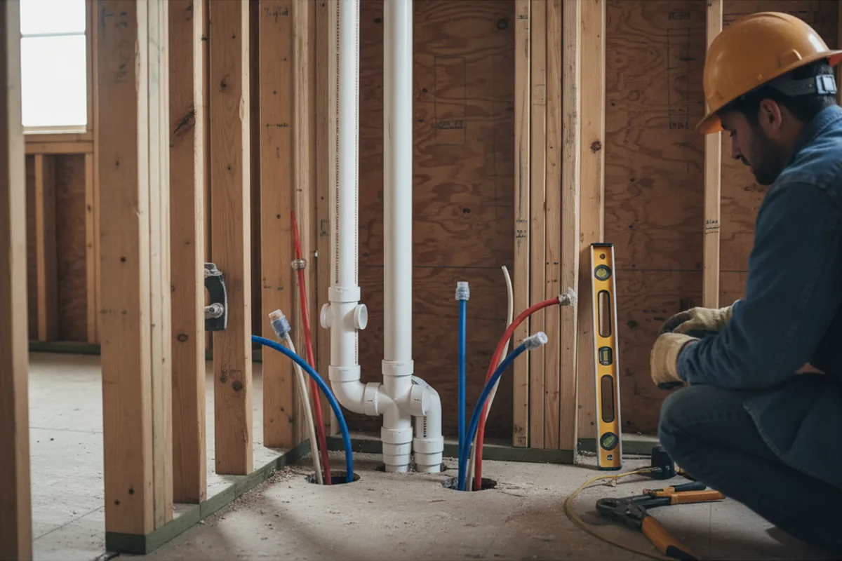 Drain and supply rough-in during Sump Pump Repair in Bell Buckle
