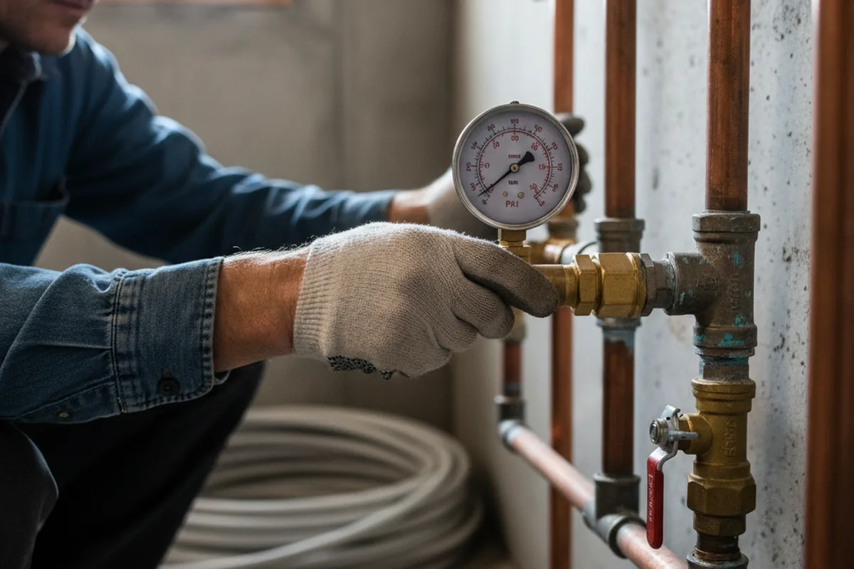 Pressure testing a repaired line during Water Line Repair in Bell Buckle